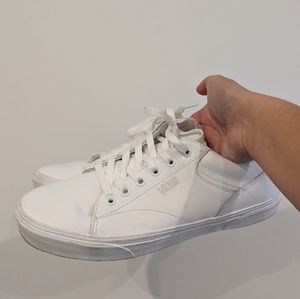 white leather Vans